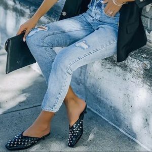 Black Cute Kitten Studded Mules 🖤